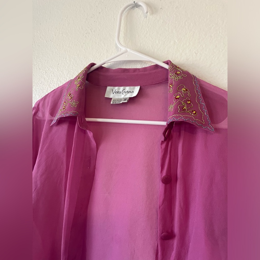 Vera Christina | vintage embroidered sheer silk blouse